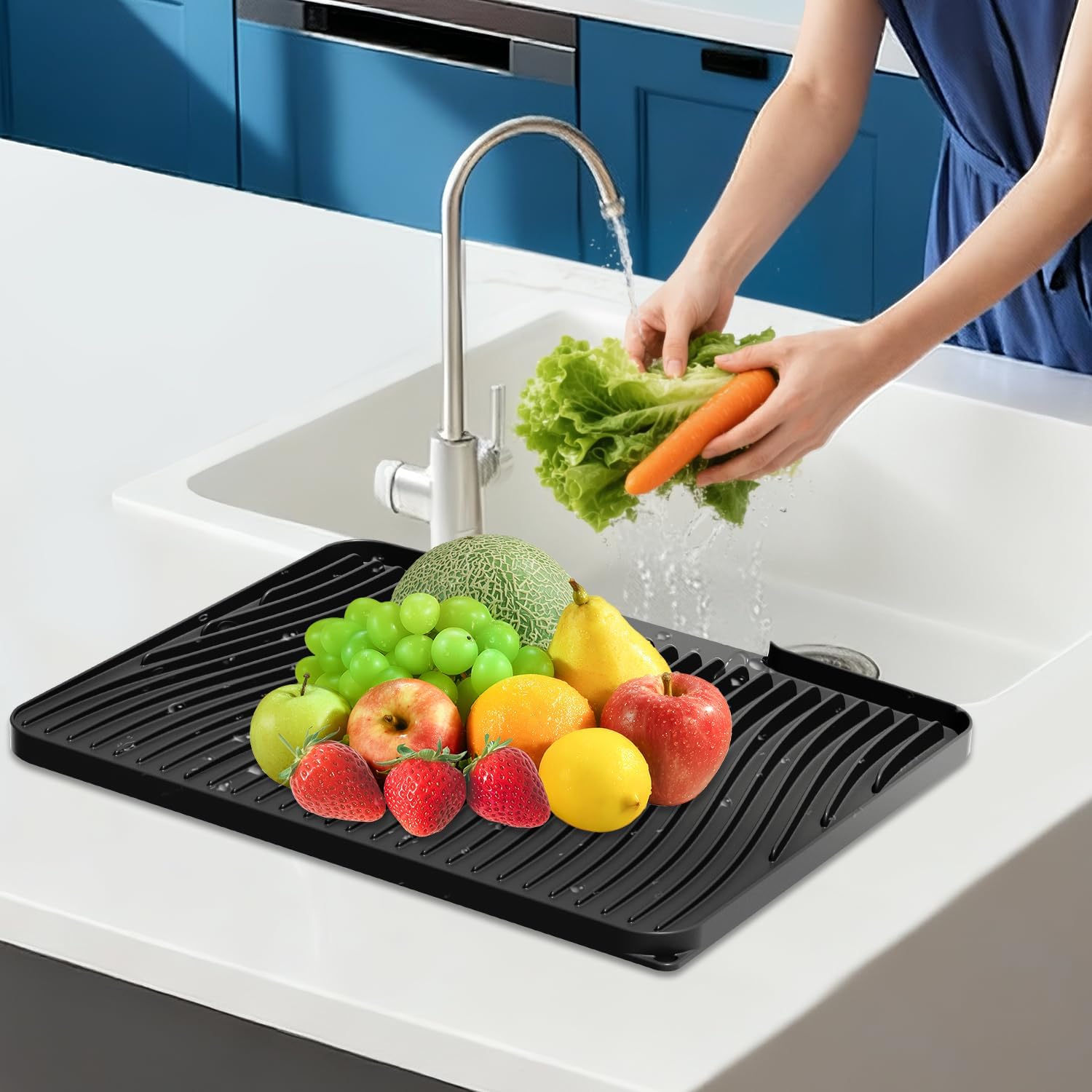 Thumbnail 6 de COPLIB Silicone Dish Drying Mat for Kitchen Counter (15.8" x 13") in Grey