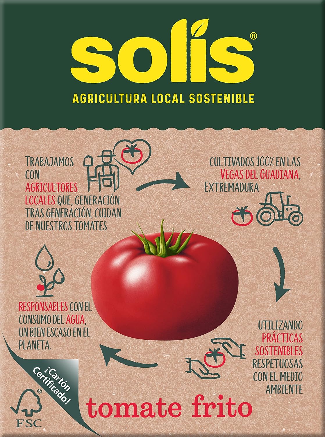 Detalle de SOLÍS Tomate Frito Clásico Brick 🥫 Pack 24x350g Sin Gluten