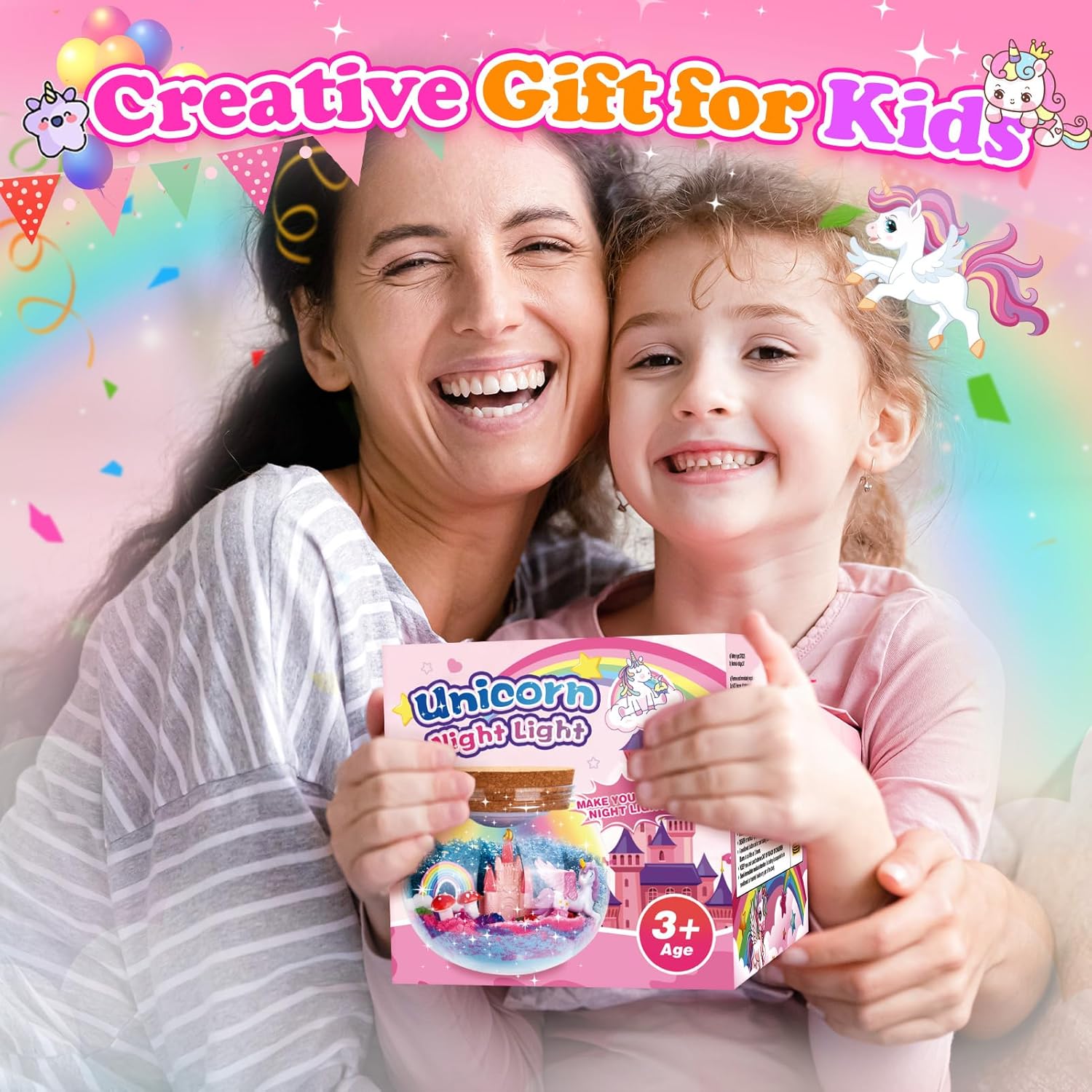 Thumbnail 6 de HappyGoLucky Unicorn Terrarium Craft Kit with Night Light for Kids (Ages 3–9)