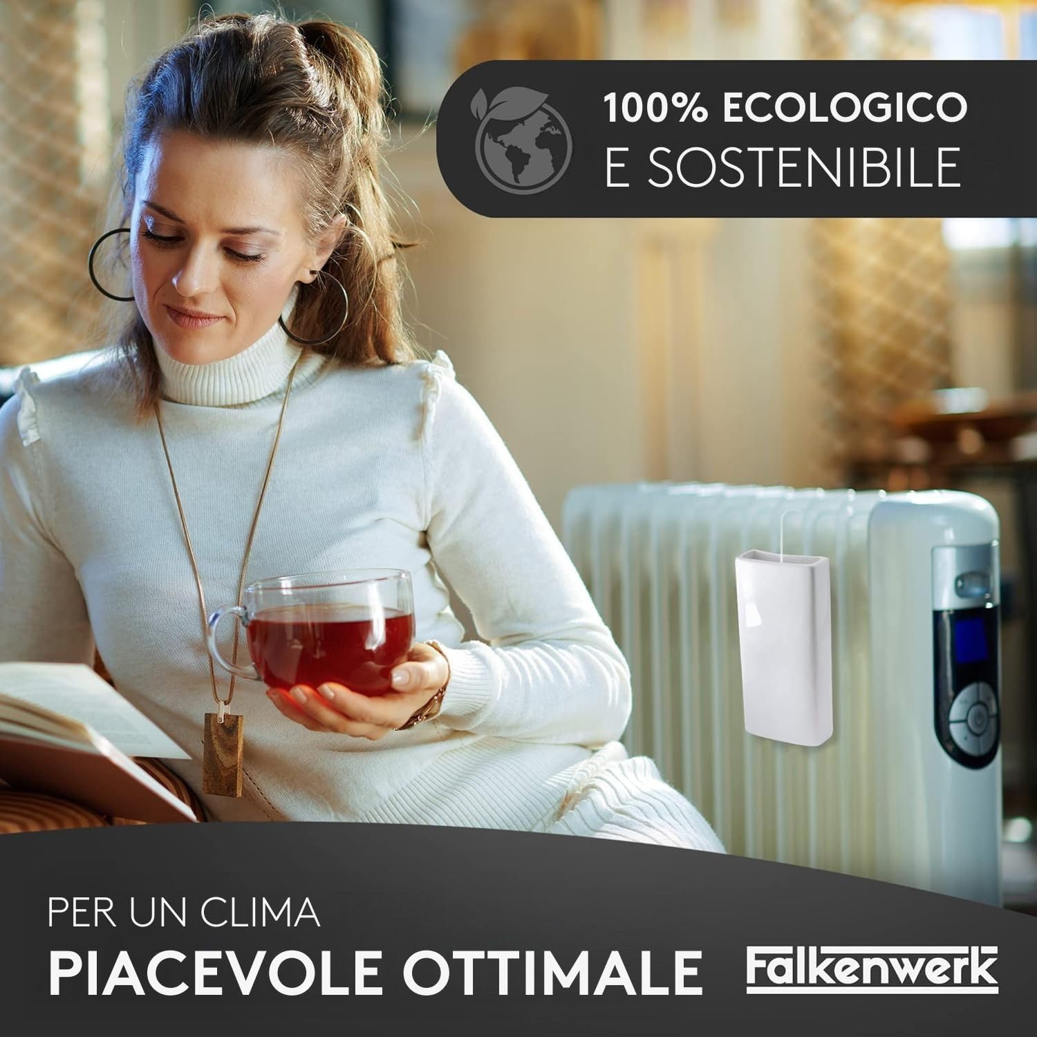 Detalle 2 de FALKENWERK Umidificatore Termosifoni per Radiatori in Ceramica (3 pezzi) – Umidificatore Sostenibile, Bianco