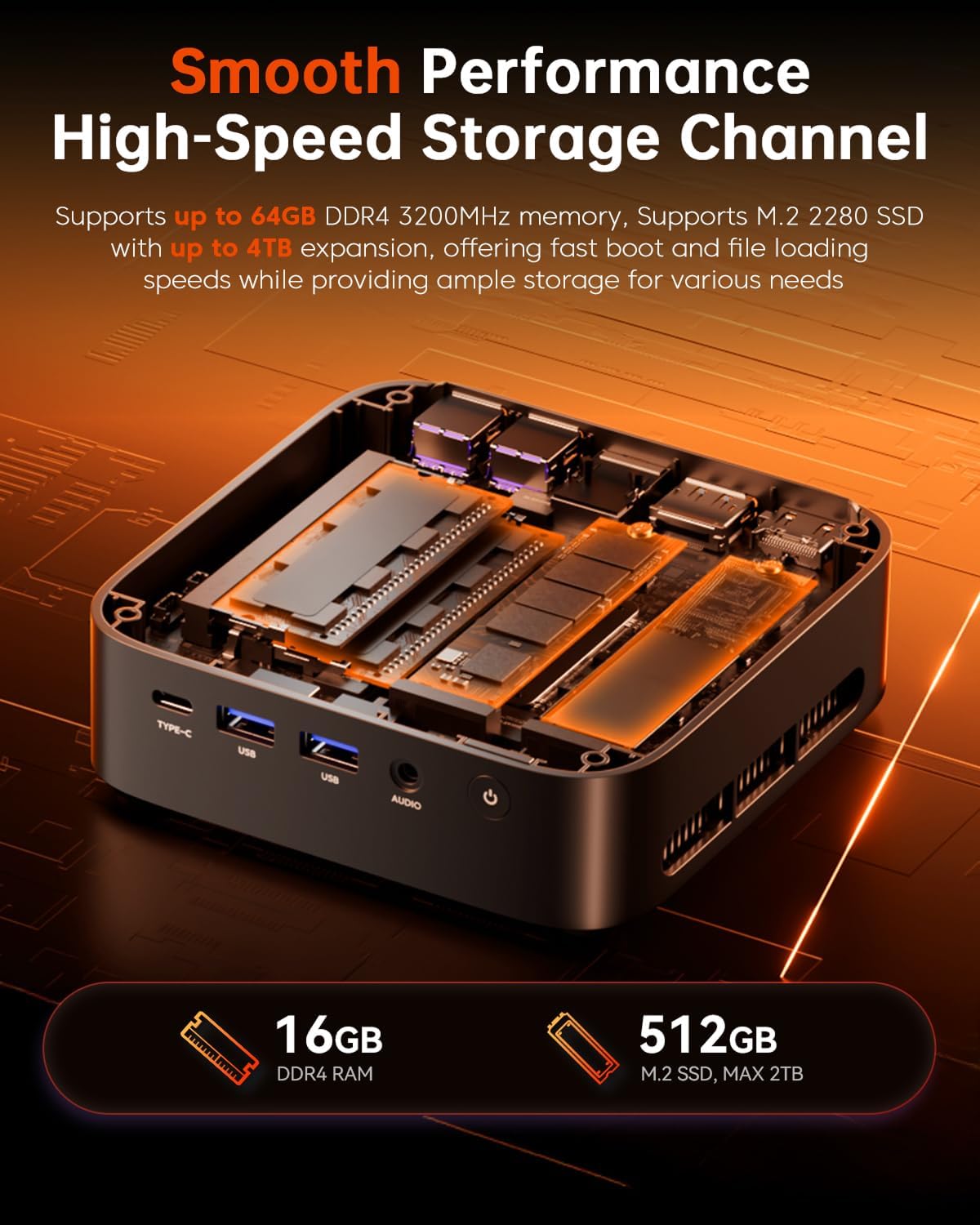 Detalle 2 de ACEMAGICIAN Mini K1 Mini PC with AMD Ryzen 5 7430U, 32GB DDR4, 512GB SSD and Windows 11 Pro