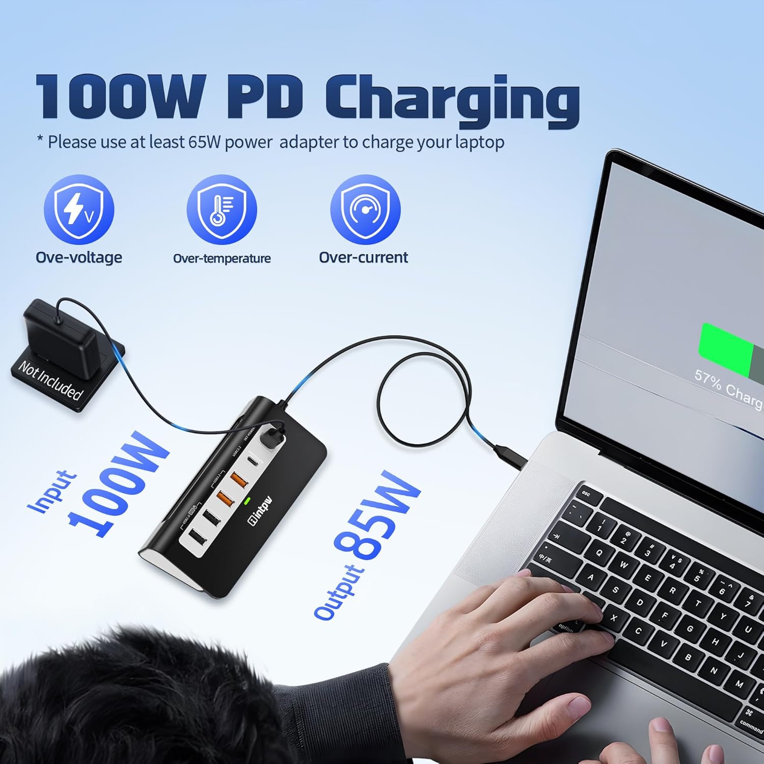 Thumbnail 4 de Intpw USB-C Hub 10 Gbit/s 9-in-1 Docking Station mit HDMI 4K@60 Hz und 100 W PD