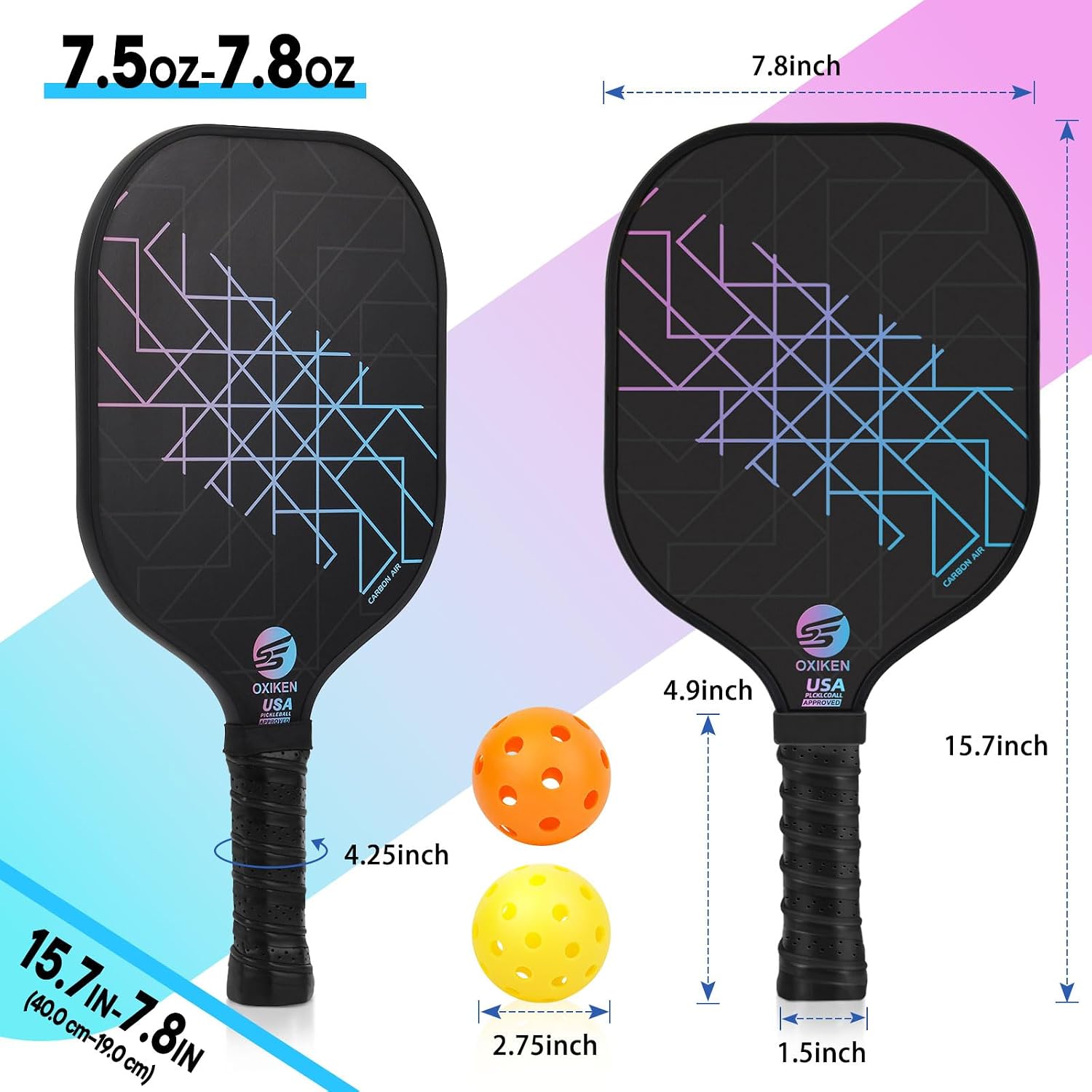 Detalle de OXIKEN Pickleball Paddle Set, Carbon Fibre