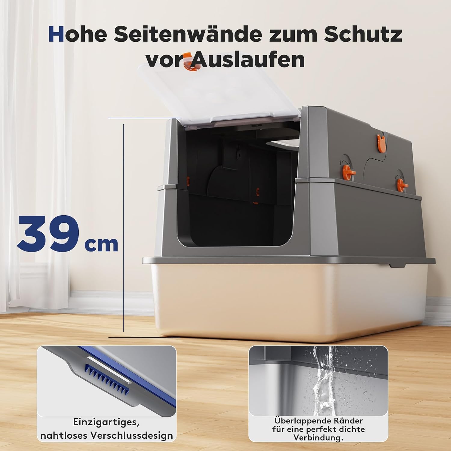 Thumbnail 5 de MIXJOY Katzenklo Edelstahl XXL 59×38×39 cm
