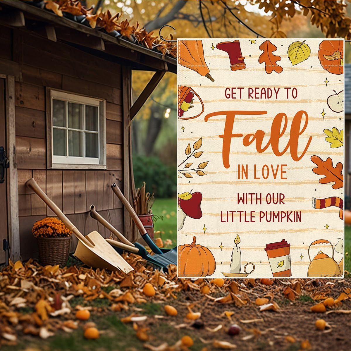 Detalle de Fall Pregnancy Announcement Garden Flag, 12 x 18 Inches