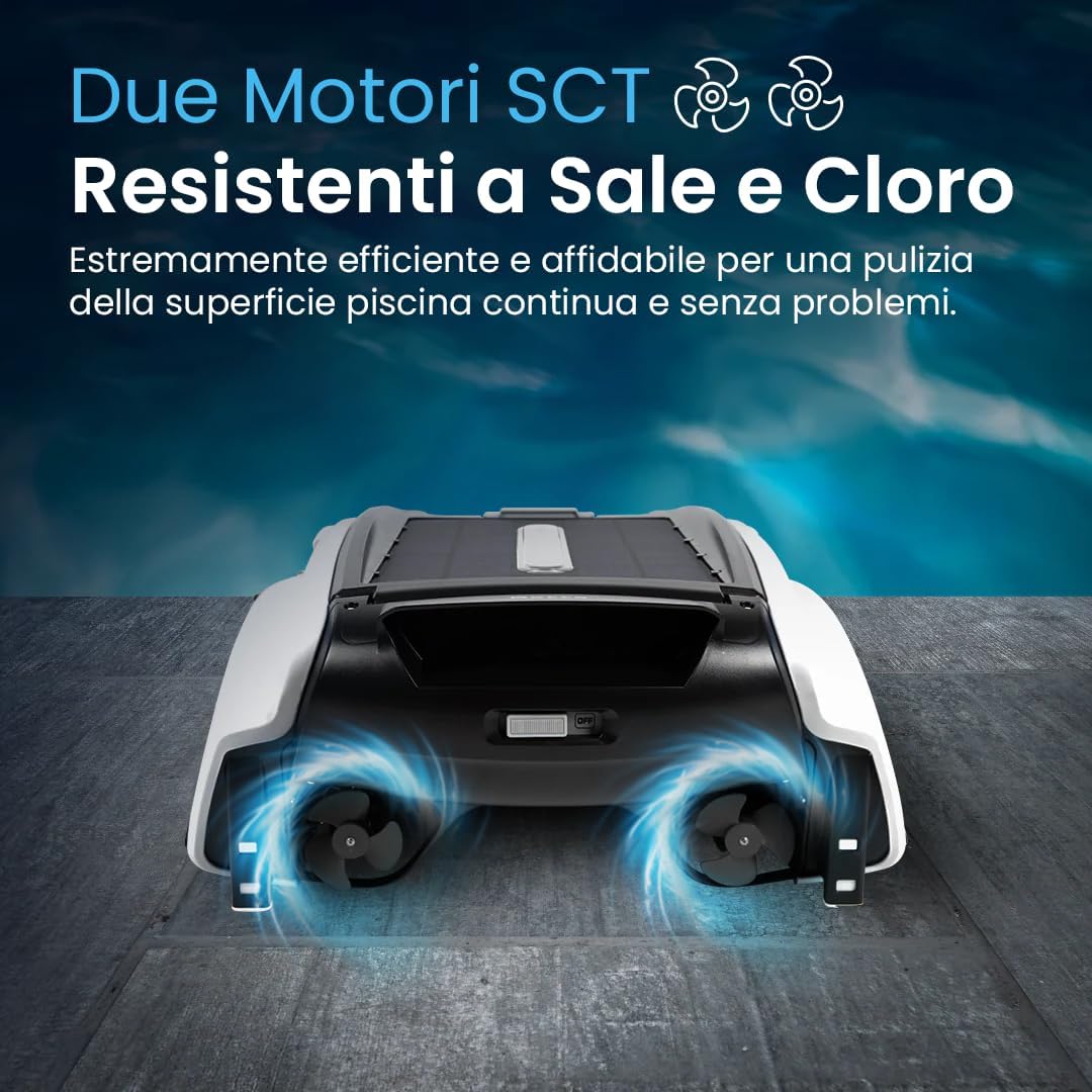 Thumbnail 3 de Betta SE Robot Skimmer Solare Senza Fili per Piscina – pulitore automatico di superficie con batteria fino a 30h, per ambienti salini e clorati (bianco)