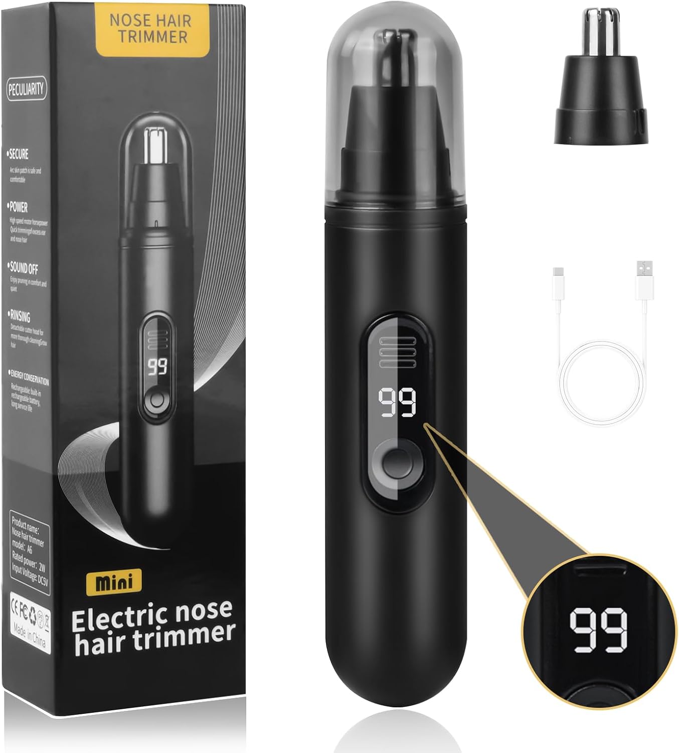 TONDEUSE AOGOE pour nez, oreilles et sourcils — précision, portable et rechargeable