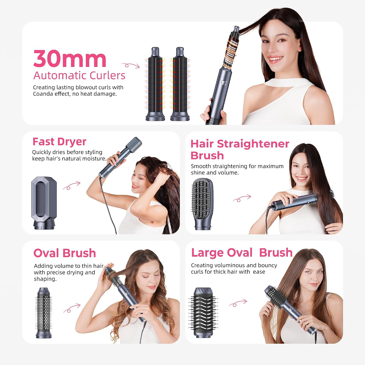 Detalle de MogaWave Pro Hairstyler 6 in 1 – All-in-One Airstyler mit 1000W