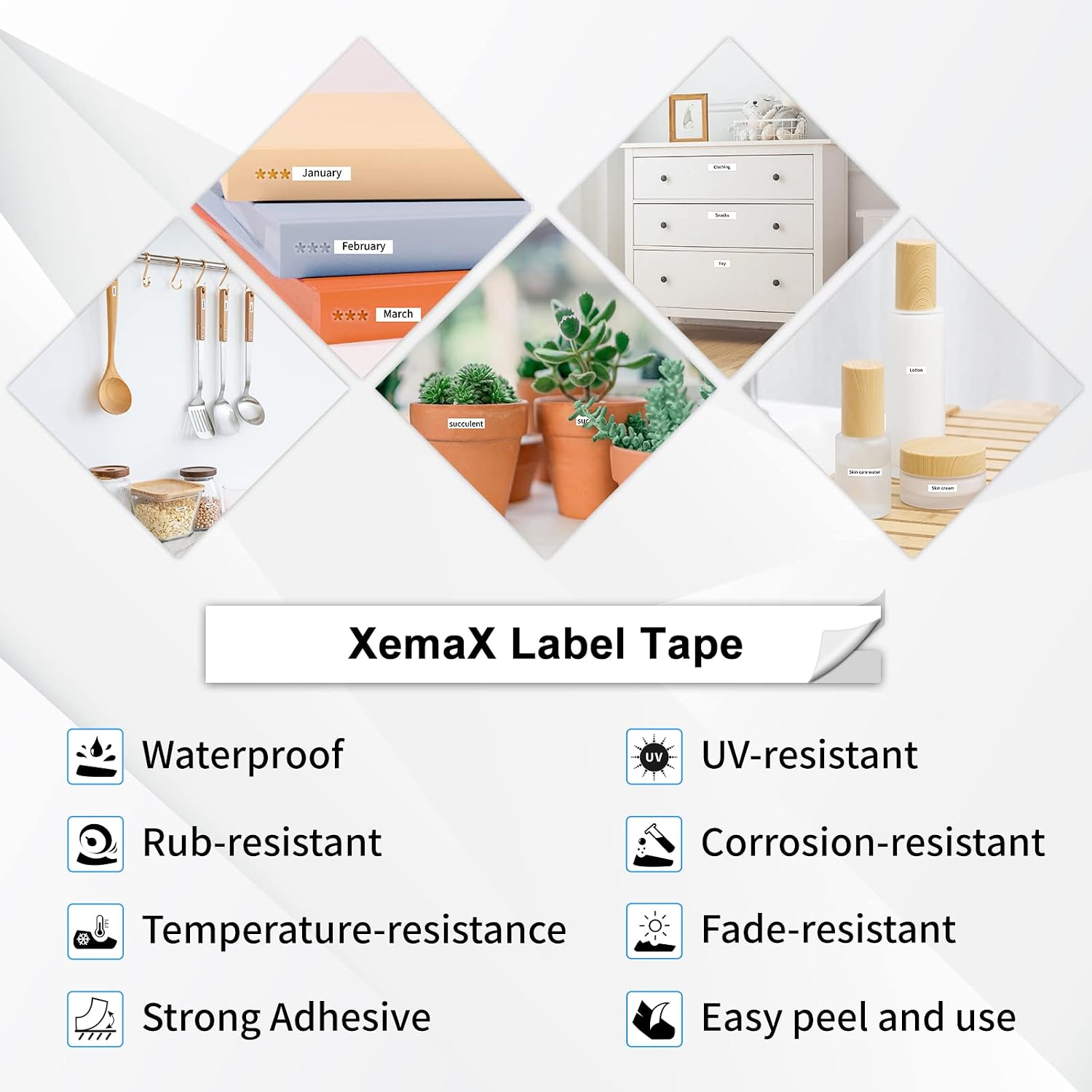 Detalle de 3x 9mm Black on White TZe-221 compatible label tape for Brother P-touch printers