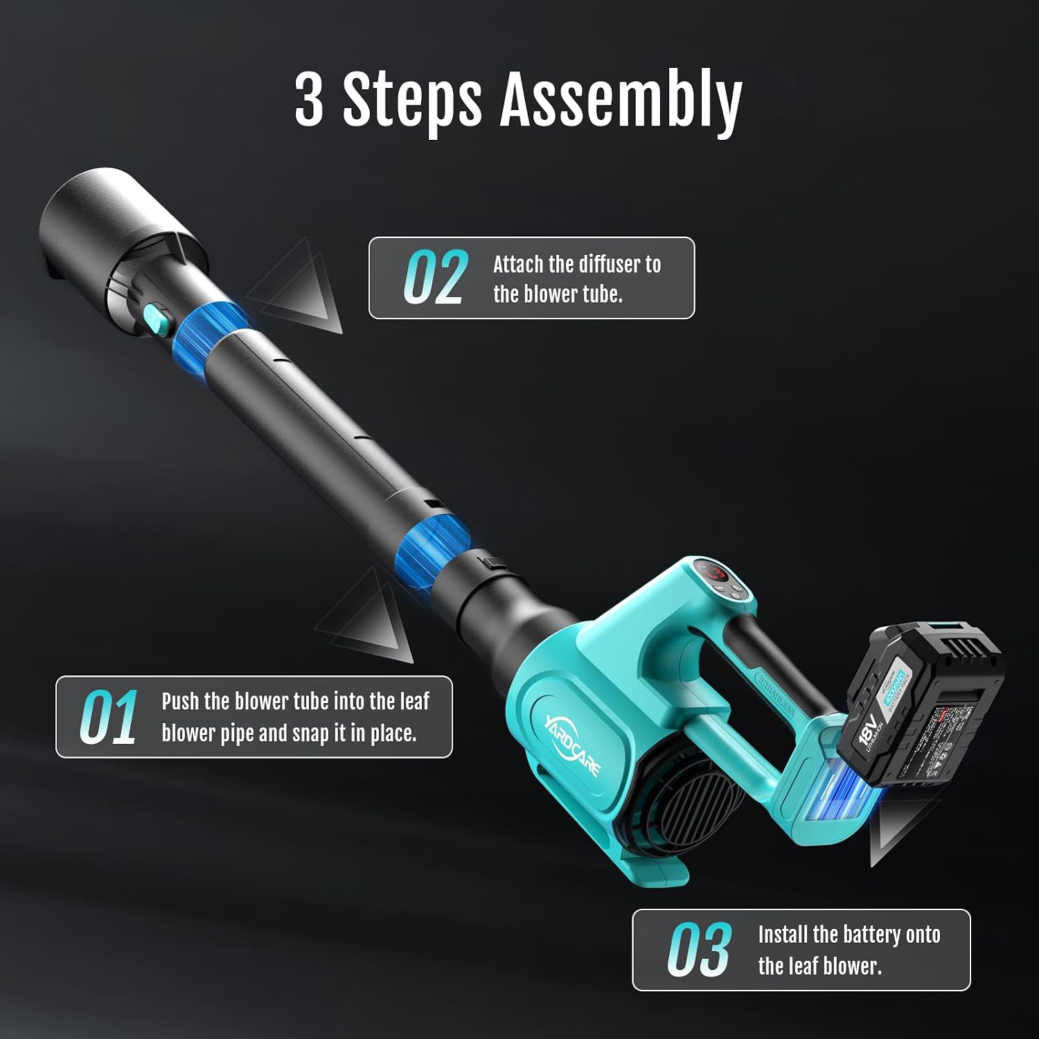 Thumbnail 4 de YARDCARE BBL20007B Cordless Leaf Blower with 4.0Ah Battery, 5 Speeds & Turbo