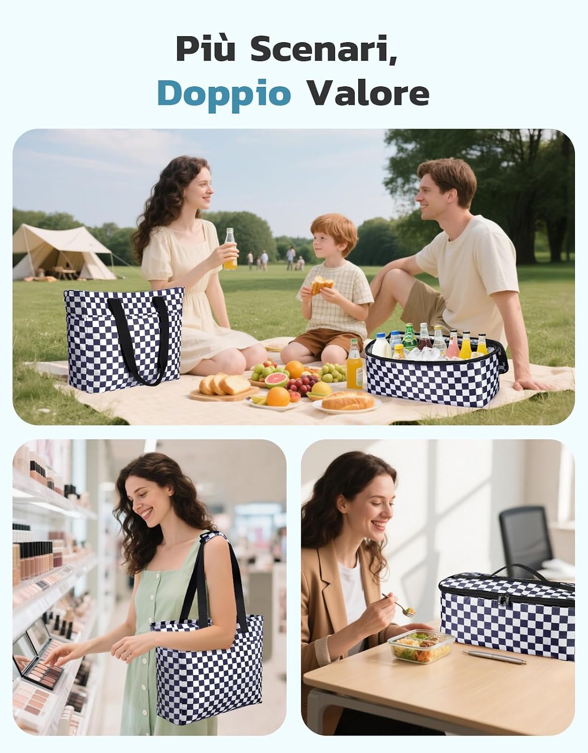 Detalle 2 de ISEYOU Borsa Mare Donna Grande & Borsa Frigo: Set 2in1 da 45L con chiusura a zip, resistente all'acqua