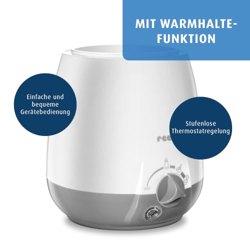 Detalle de Reer Simply Hot Flaschenwärmer – sanftes Erwärmen von Fläschchen und Gläschen, Weiß/Grau