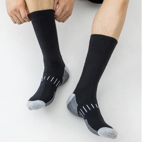 Detalle de Stoeury Men's Cotton Crew Socks, 6 Pairs, Cushioned Soles and Arch Support