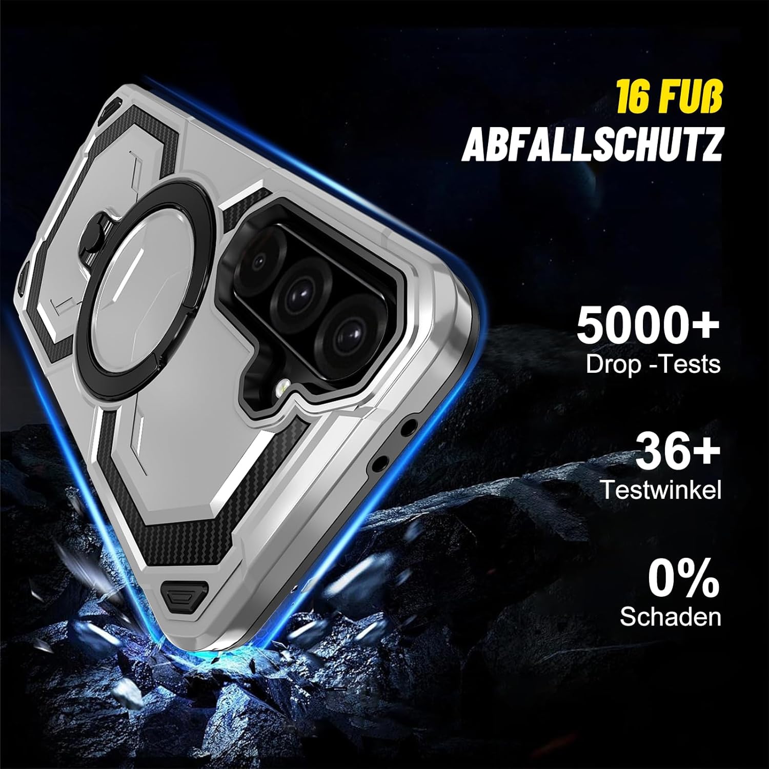 Thumbnail 2 de Hülle für Samsung Galaxy A17 von Vanki – MagSafe kompatibel, militärischer Schutz, integrierter 360° Ständer, silber