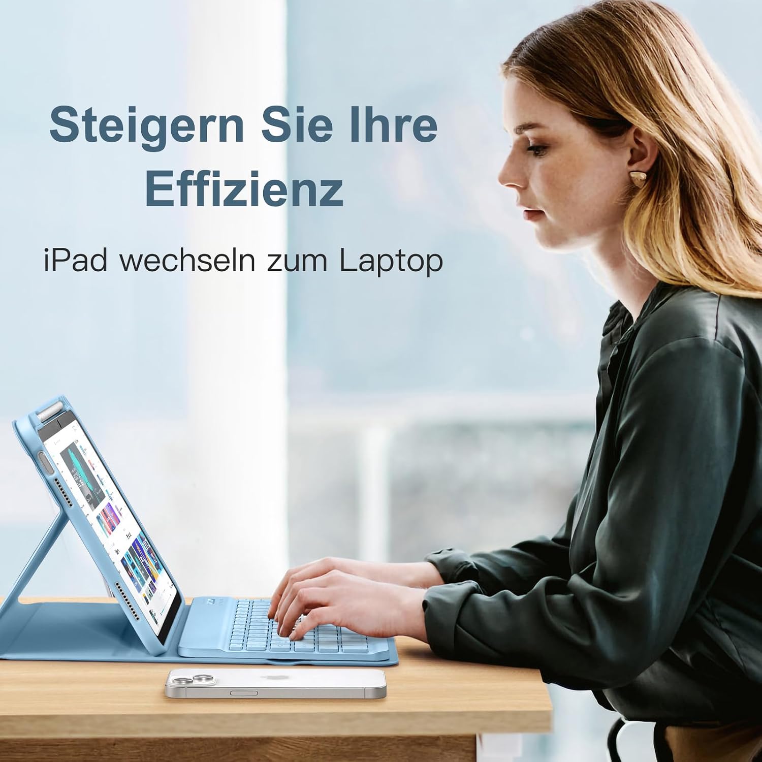 Thumbnail 6 de Vobafe Tastatur-Hülle für iPad A16 (11 Zoll, A3354/A3355/A3356) & iPad 10. Gen (10,9 Zoll) – beleuchtet, abnehmbar, 7 Farben