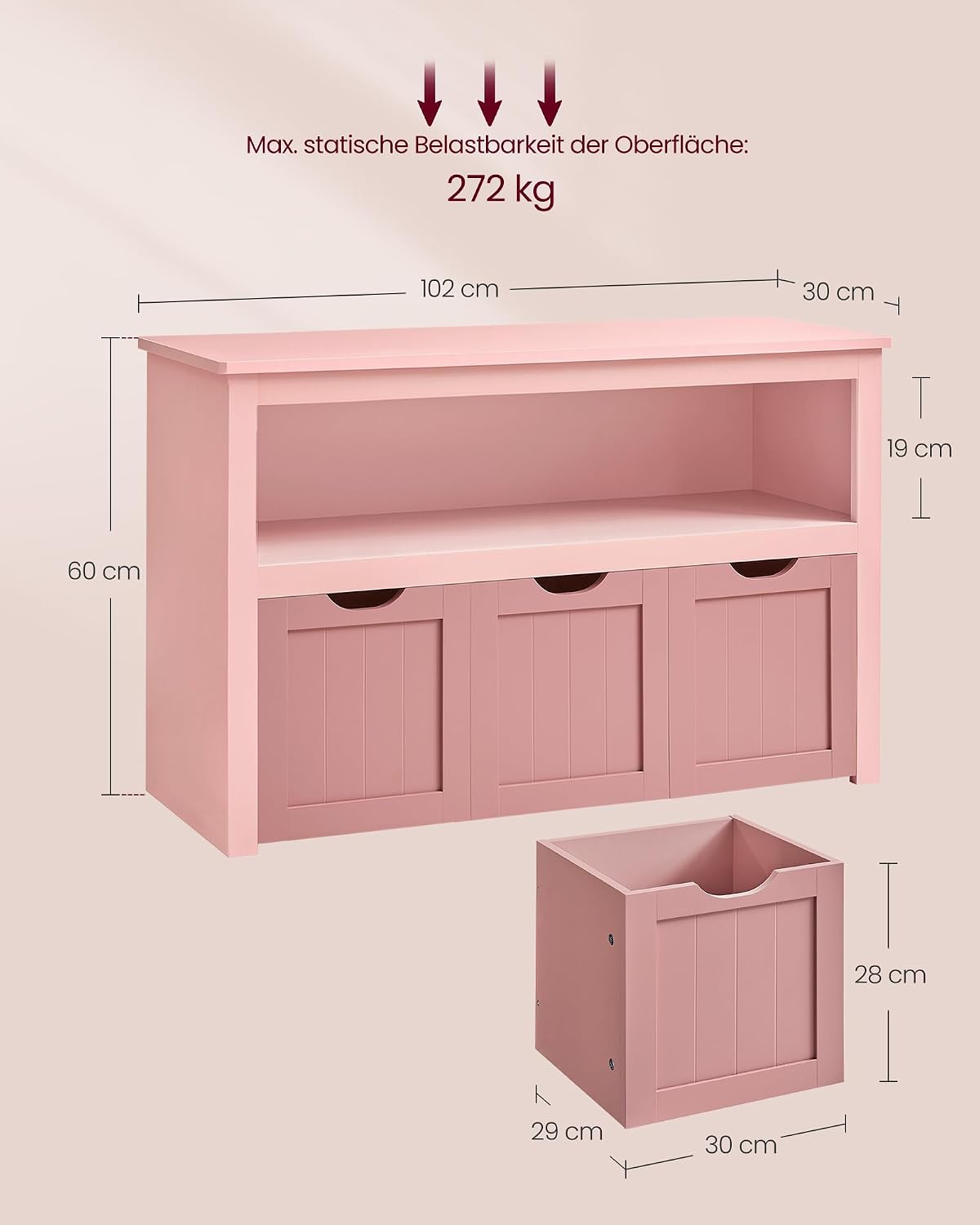 Detalle de VASAGLE LHS380R02 Spielzeugaufbewahrung 60 cm