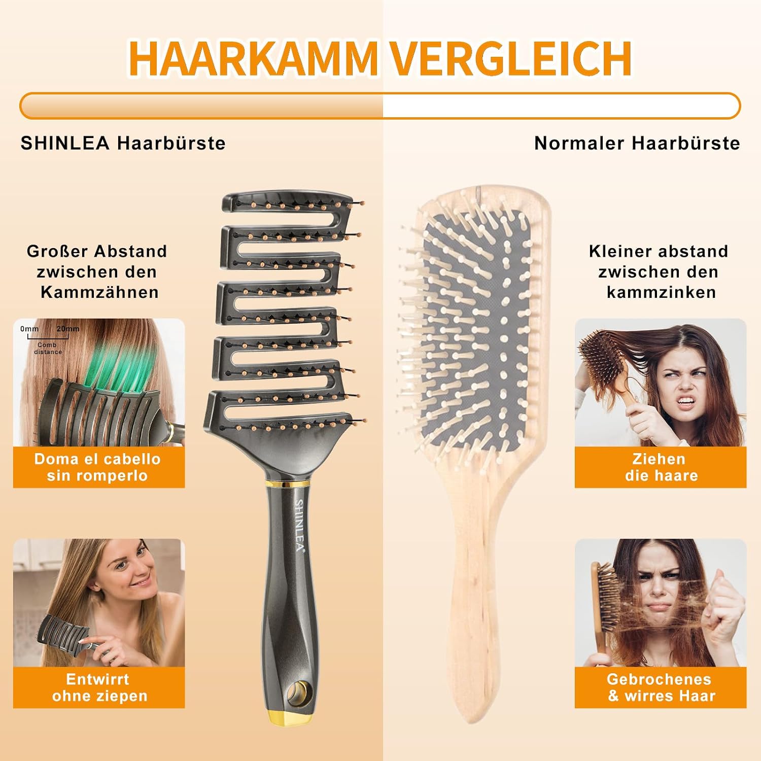 Thumbnail 6 de SHINLEA Haarbürste Ohne Ziepen für dickes Haar