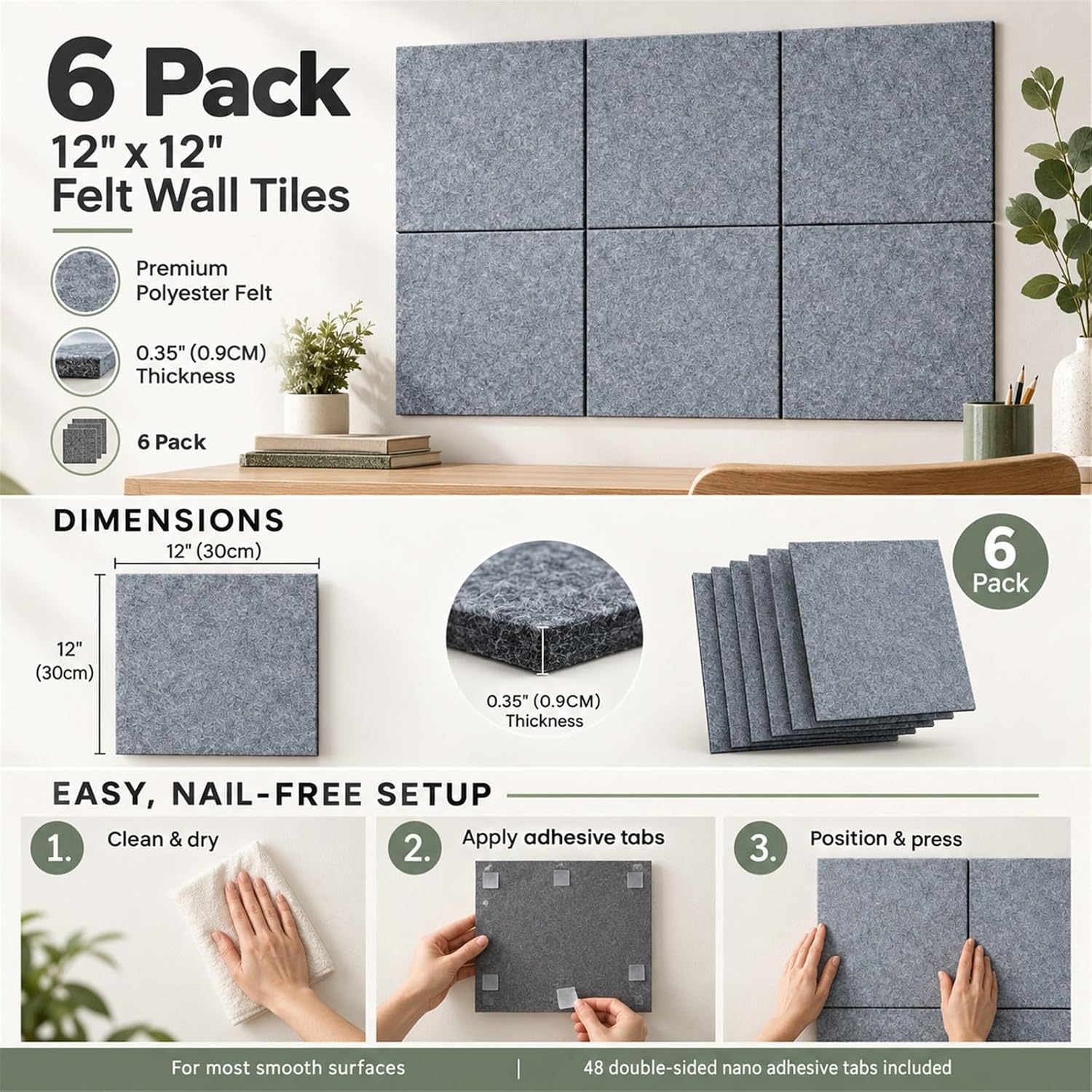 Detalle de Felt Bulletin Board, 6-Pack
