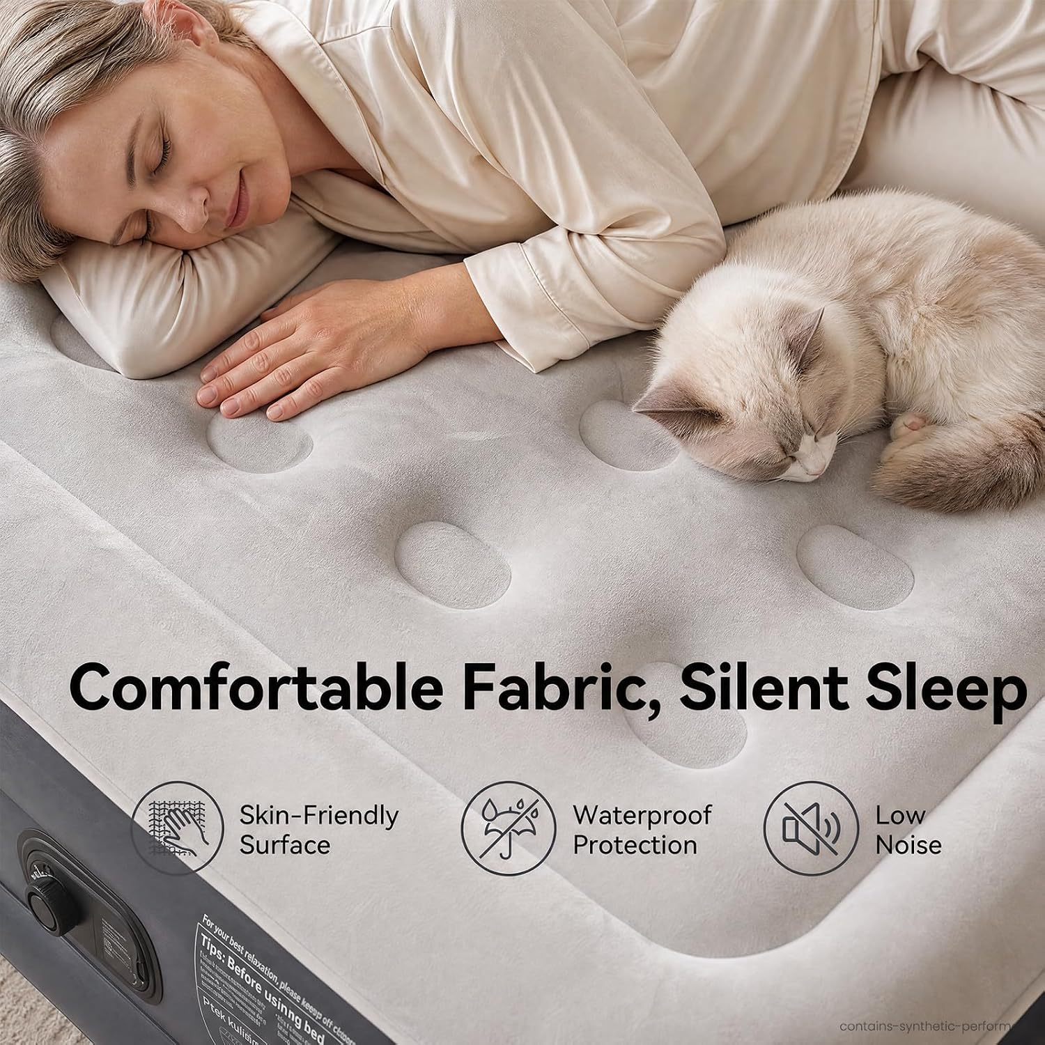 Detalle de OlarHike AMH3 Queen Air Mattress with Built-In Pump, 20-Inch Height