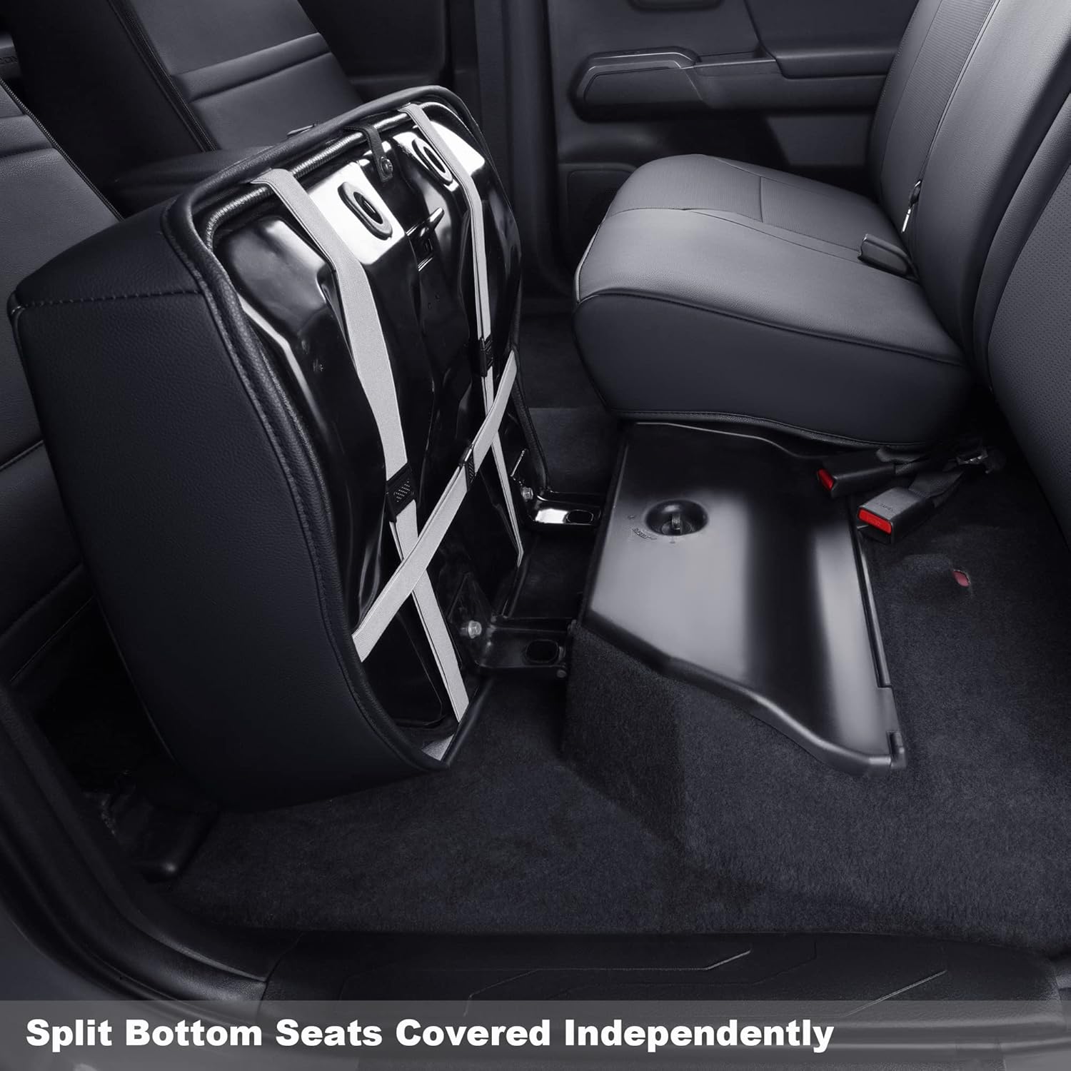 Thumbnail 4 de LUCKYMAN CLUB Tacoma Custom Fit Seat Covers (2016–2023 Crew Cab, Faux Leather Black)