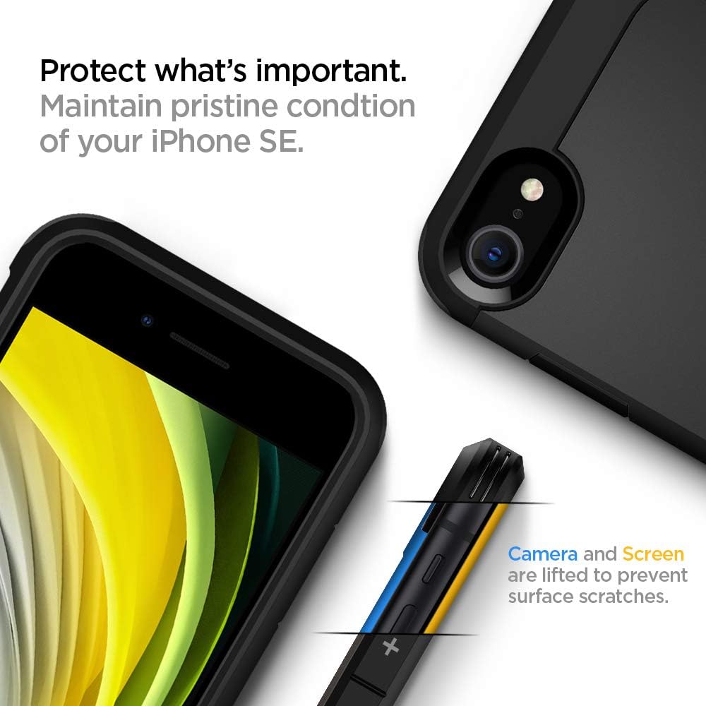 Detalle 2 de Spigen Tough Armor coque double couche pour iPhone SE 2022/SE 2020 - Noir