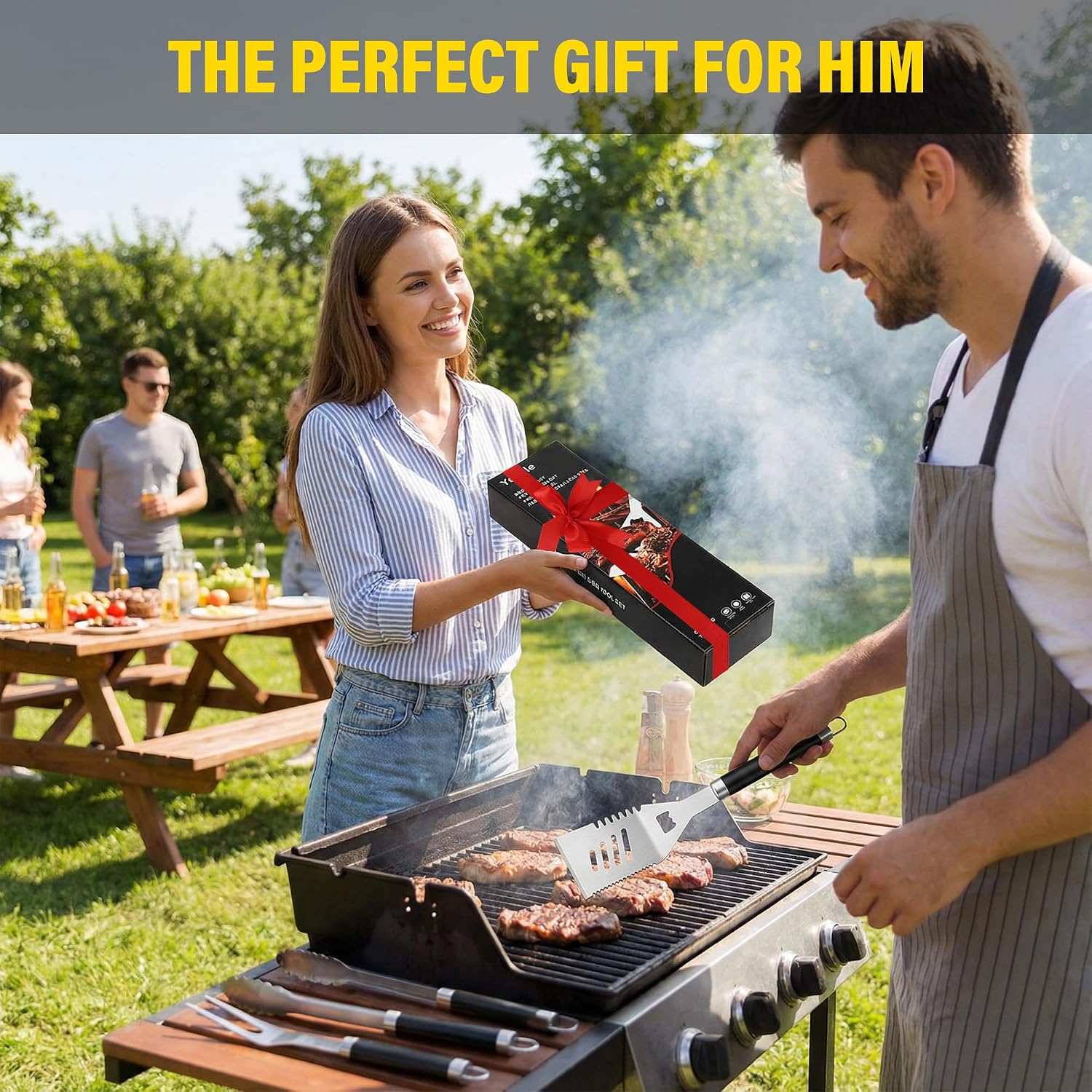 Detalle de Yekale 5PCS Grill Tools Set, 5-Piece Stainless Steel BBQ Utensils