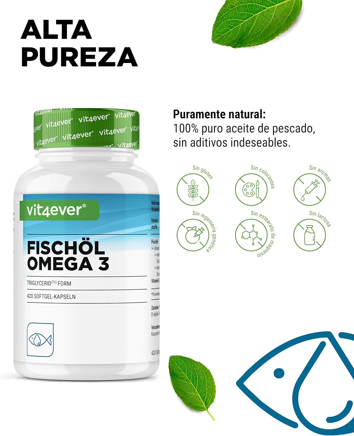 Detalle de vit4ever Omega 3 420 cápsulas 4.000 mg