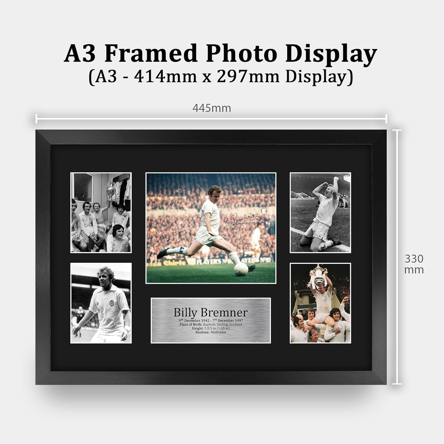 Thumbnail 1 de HWC Trading FR A3 Billy Bremner Leeds United framed signed autograph picture (A3 gift for football fans)