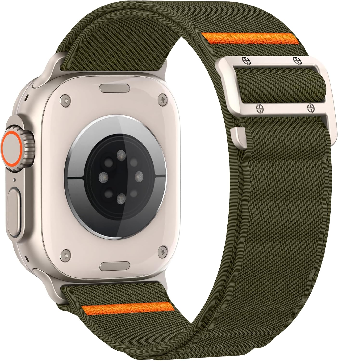 Detalle de Nylon Armband kompatibel mit Apple Watch Ultra/Ultra 2 – 49mm bis 38mm, elastisches Sport Loop mit G-Haken