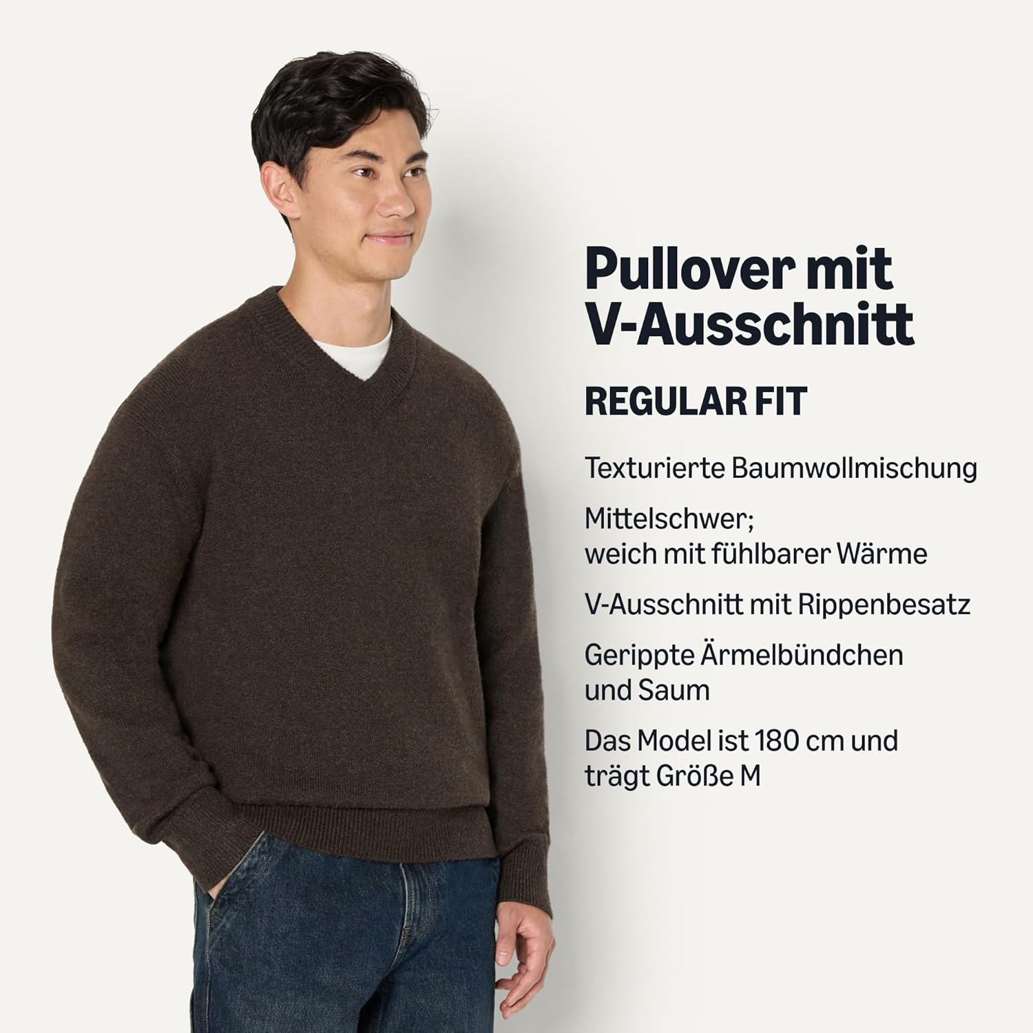 Thumbnail 3 de Amazon Essentials Herren Regular-Fit Pullover mit V-Ausschnitt aus Baumwollmischung