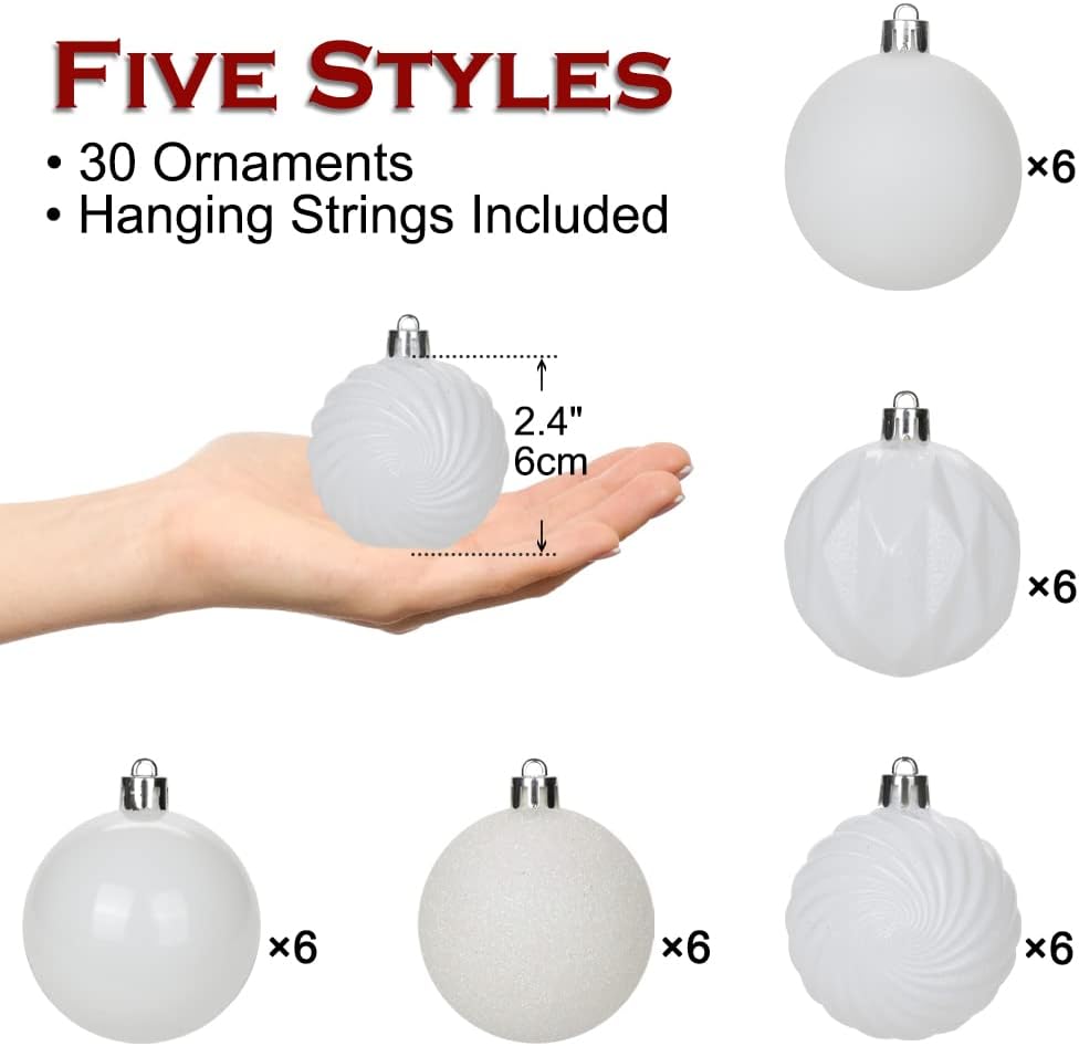 Detalle 2 de Oairse Pearl-White baubles 6cm, 30 pcs