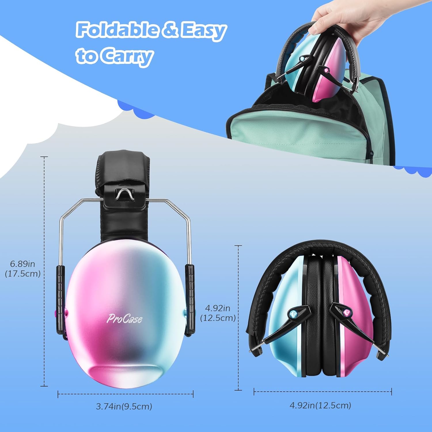 Thumbnail 6 de ProCase Kids Noise Cancelling Headphones with 24dB NRR (BluePink)