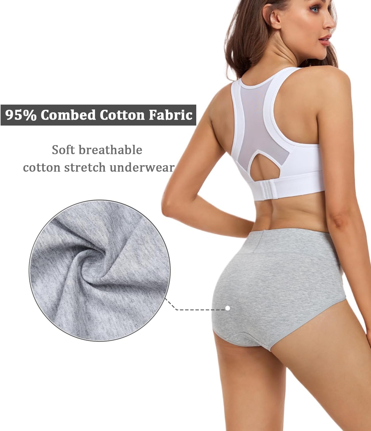 Thumbnail 3 de wirarpa Women's Cotton High Waisted Underwear: Full Coverage Briefs, 4 Pack