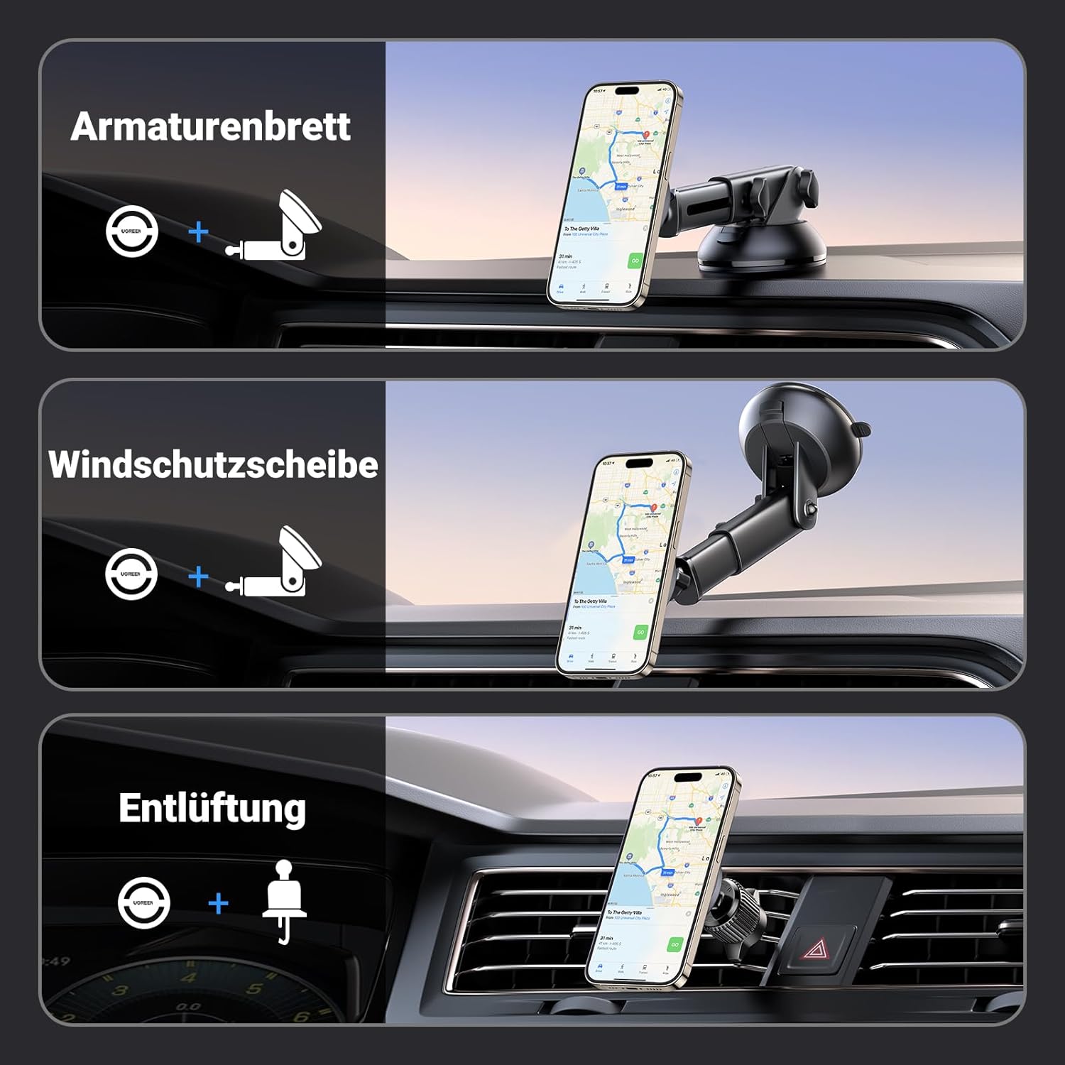 Detalle 2 de UGREEN MagSafe Autohalterung 2 in 1 360°