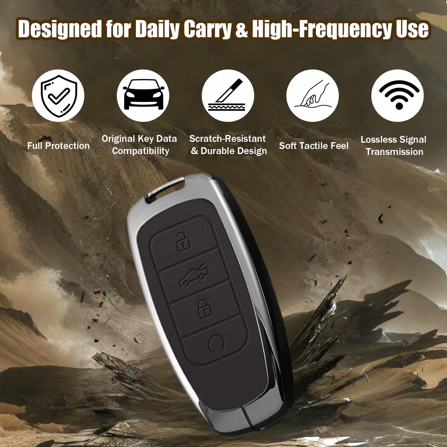 Detalle de For Jaecoo Key Fob Holder: Full Protection 360° Case for Jaecoo 7 (J7/J8/J9) 2023–2026 in Dark Brown