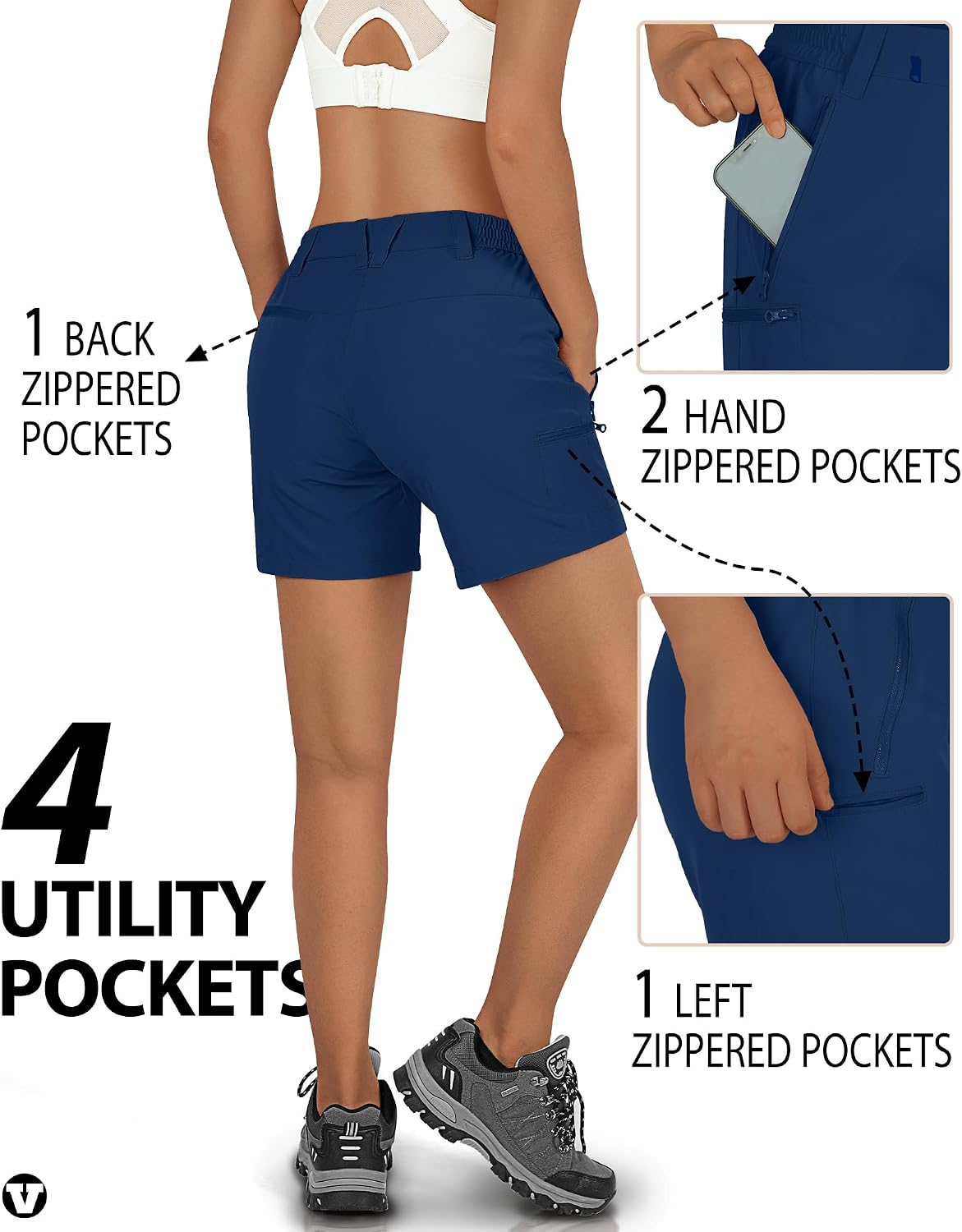 Detalle de Outdoor Ventures Women's Quick Dry Shorts UPF 73+ Lightweight Running Shorts