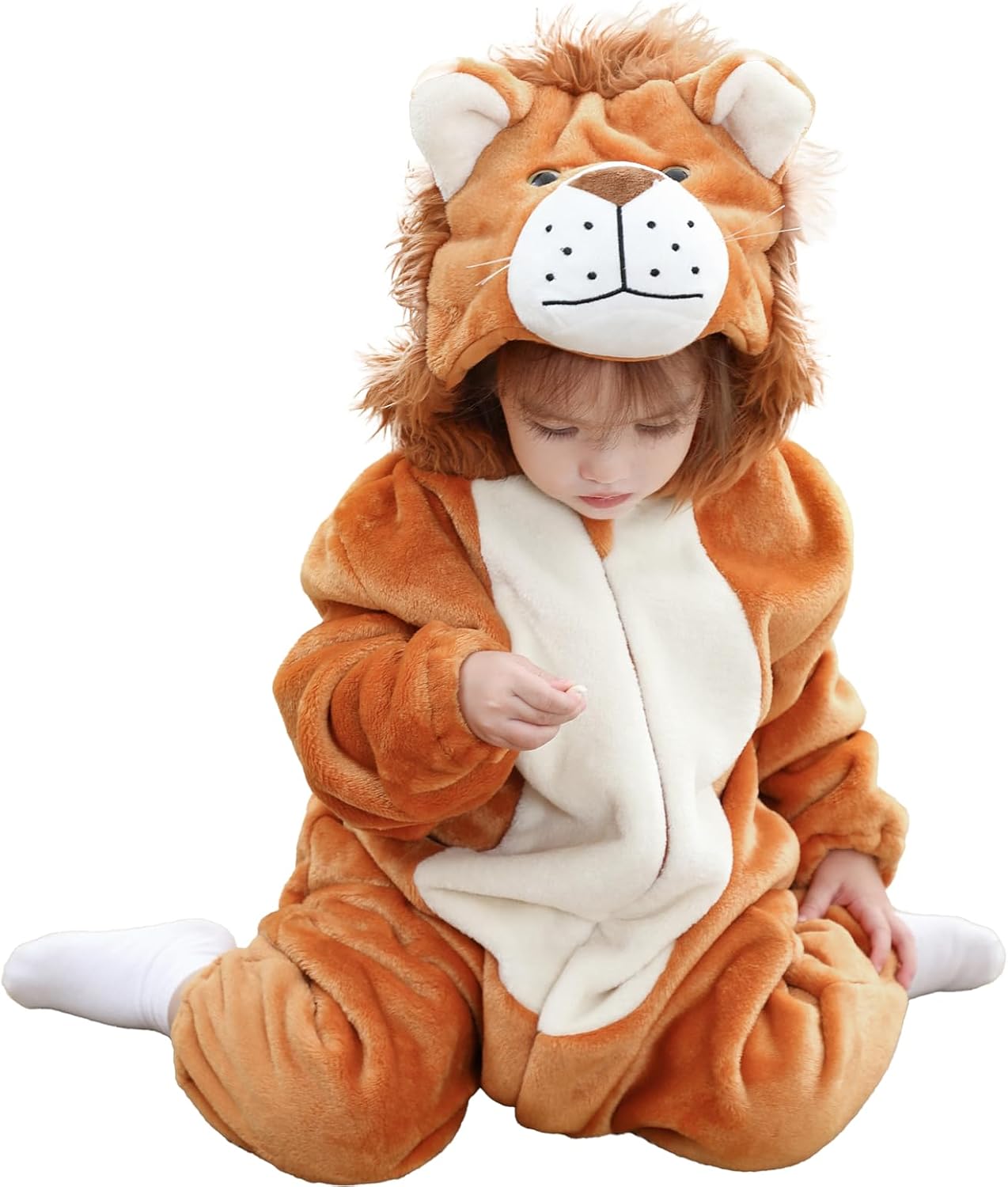 Detalle de FHSFDZSW Flannel Animal Baby Onesie with 3D Ears and Diaper-Change Buttons