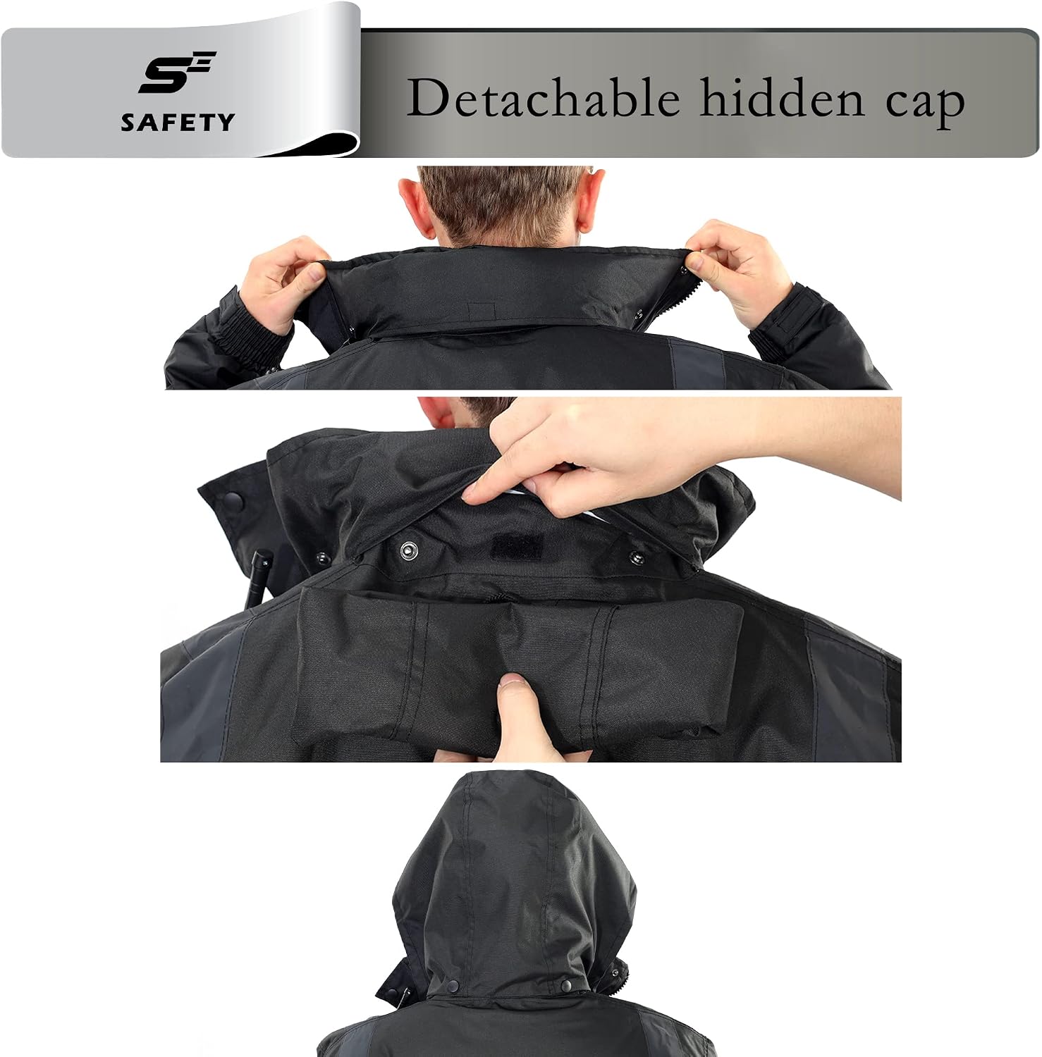 Detalle de sesafety High-Visibility Class 3 Waterproof Bomber Jacket with Reflective Strips