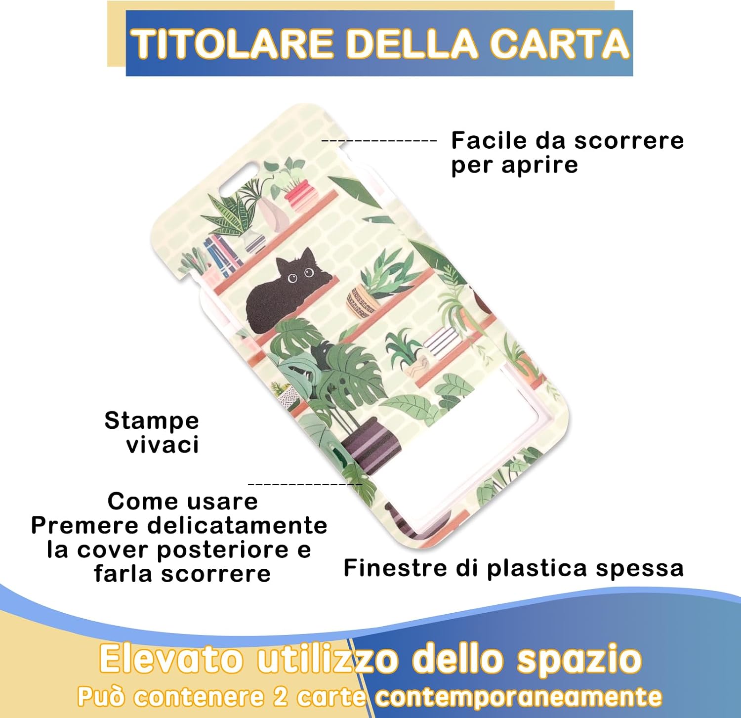Detalle de Porta badge identificativo con cordino staccabile per gatto nero – stampa divertente “I'm Fine Everything is Fine”