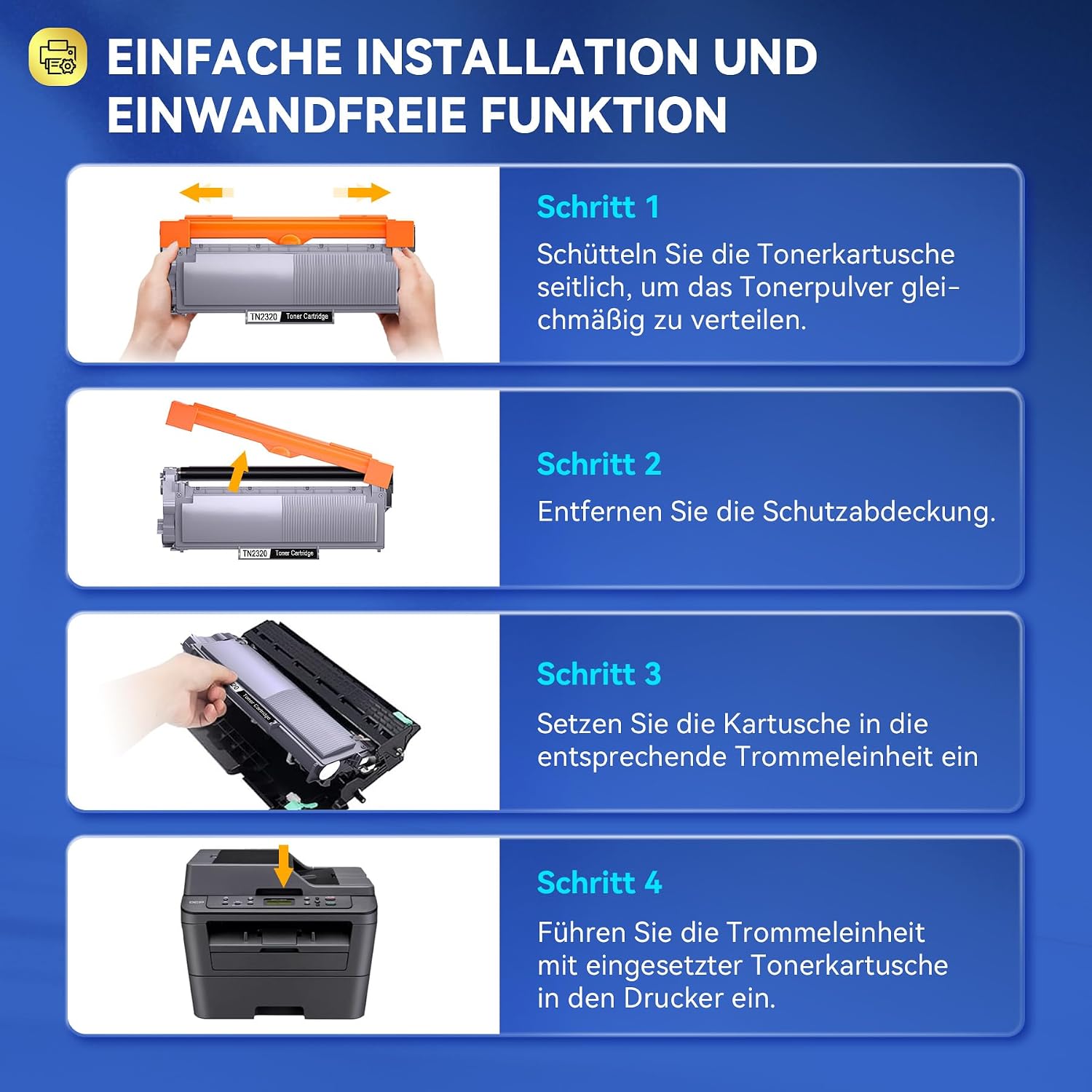 Detalle de Toner Kingdom TN2320 kompatibel (2er-Set) für Brother TN-2320/TN-2310 – Schwarz