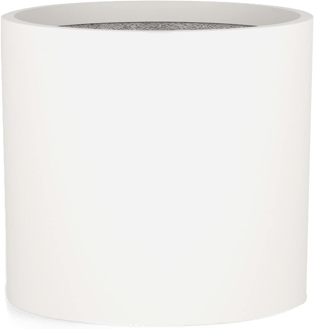 Detalle de Fox & Fern 8719327037362 Fiberstone Plant Pot, Matte White with Drainage Plug