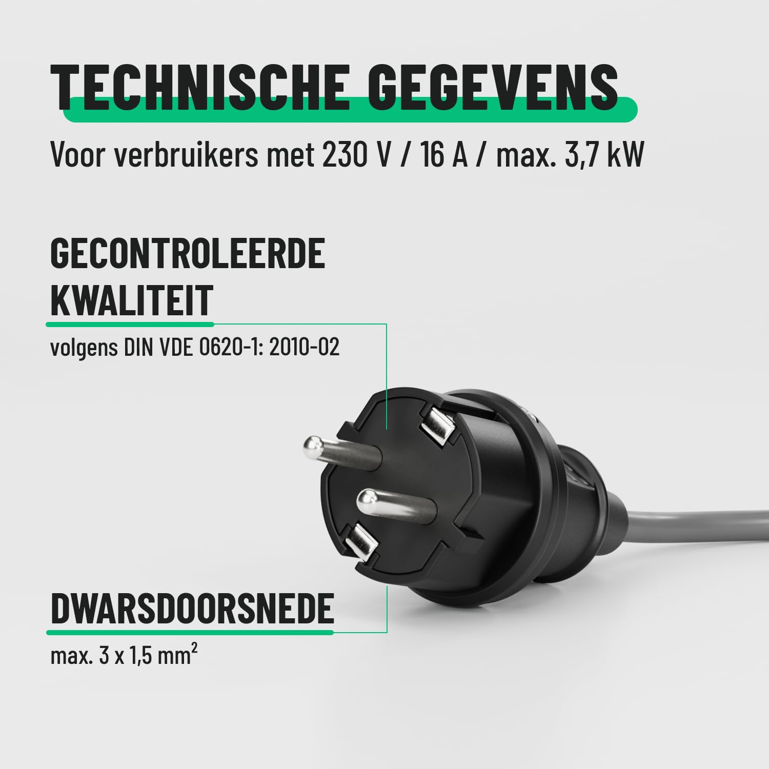 Detalle 1 de greate 503030-6 Schuko-stekkers van rubber, 6 stuks, 16 A
