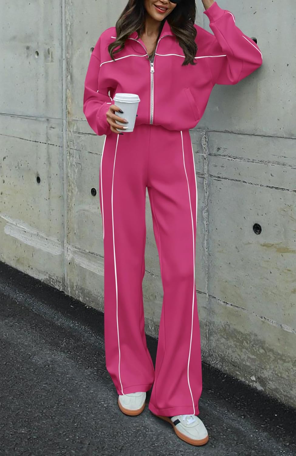Thumbnail 5 de BTFBM Women's Two Piece Tracksuit: Soft, Cozy, and Easygoing Activewear Set