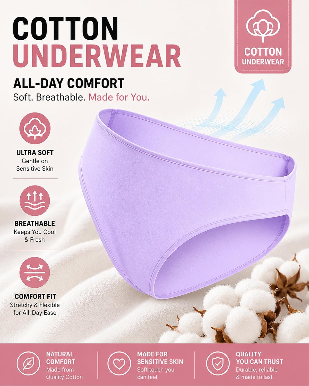 Thumbnail 3 de FINETOO Women's Cotton Bikini Underwear