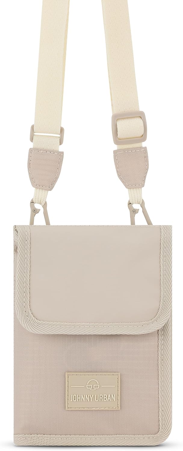 Detalle de Johnny Urban Troy Brusttasche für Herren & Damen (Beige) – Reisebrustbeutel mit vielen Kartenfächern