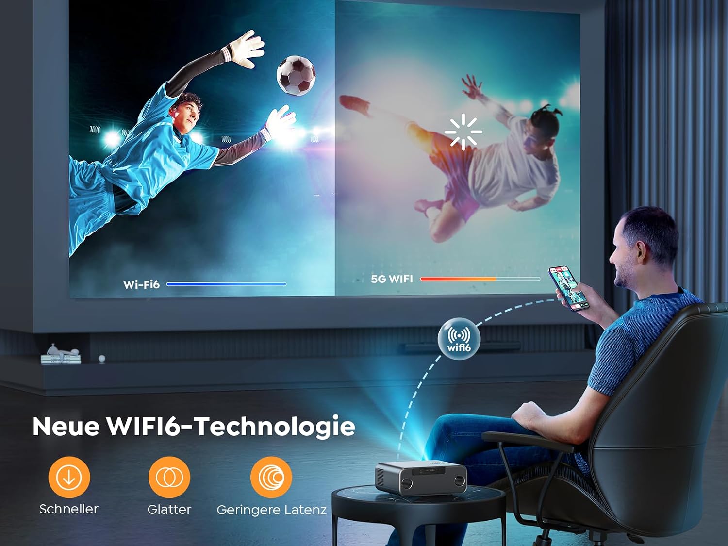 Thumbnail 3 de YABER PRO V9 vidéoprojecteur 4K Full HD 1080p WiFi6