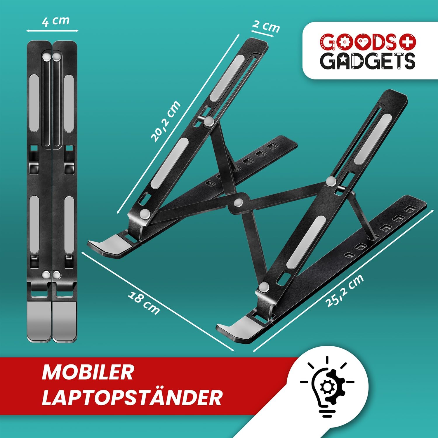 Thumbnail 5 de GOODS+GADGETS Foldable Laptop Stand, Height-Adjustable with Open-Frame Ventilation