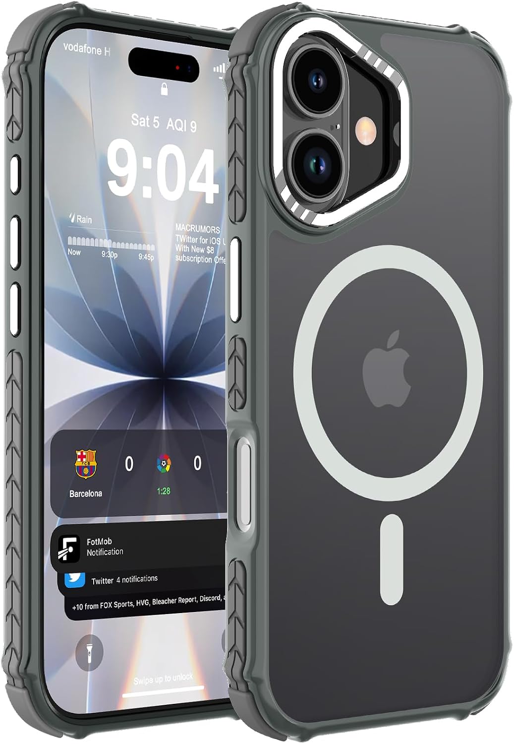 Detalle de DEERLAMN Strong Magnetic Case for iPhone 17 6.3-Inch (Frosted Gray) with Military Grade Drop Protection