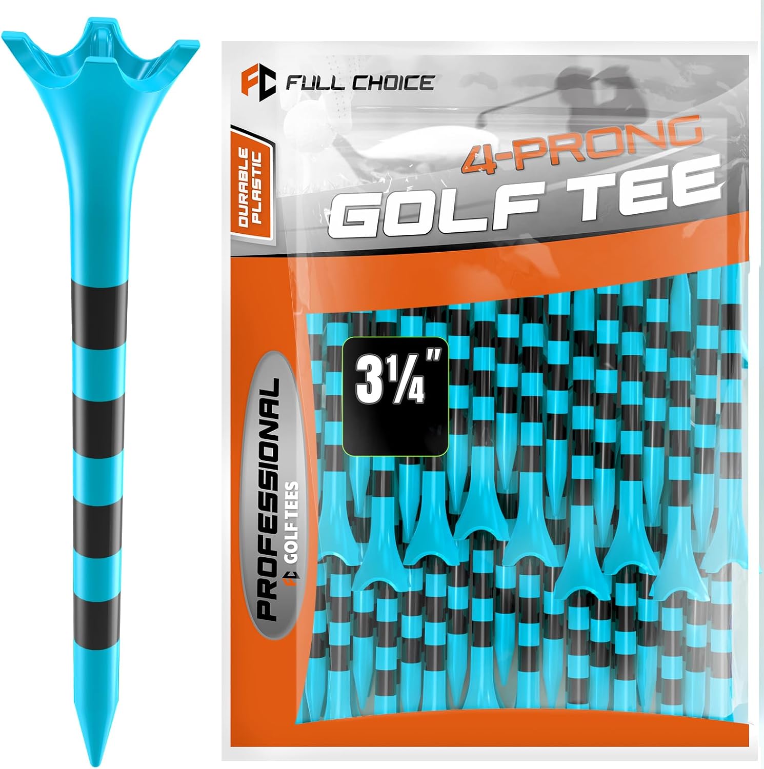 Detalle de Full Choice TE01 Plastic Golf Tees with 4-Prong Heads and Height Markings