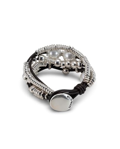 Detalle 2 de UNO Pulsera de cuero y aleación, baño plata